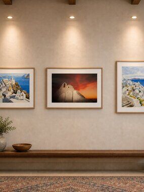 Santorini Greece Art Print Lot Watercolor Mediterranean Travel Collection